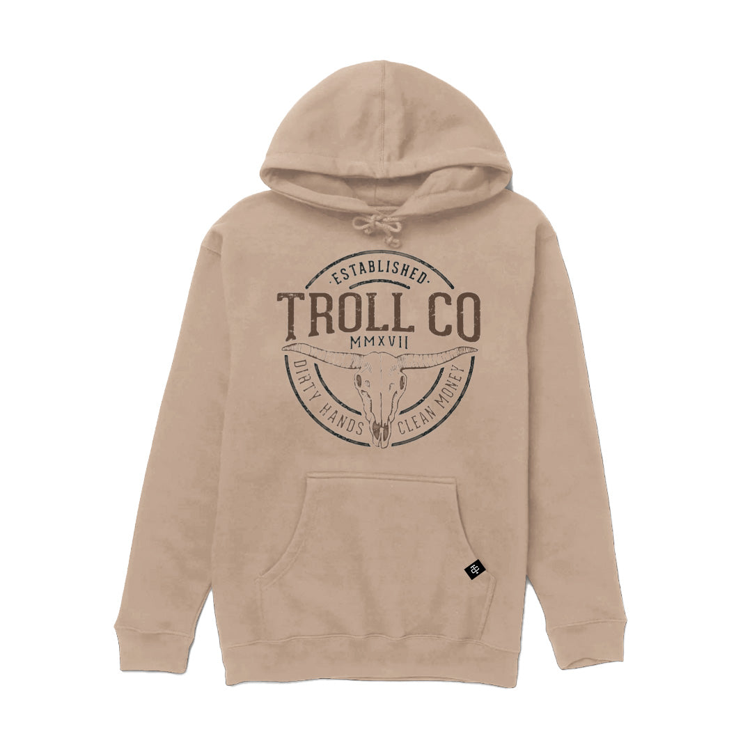 Troll Co Longhorn hoodie in sandstone