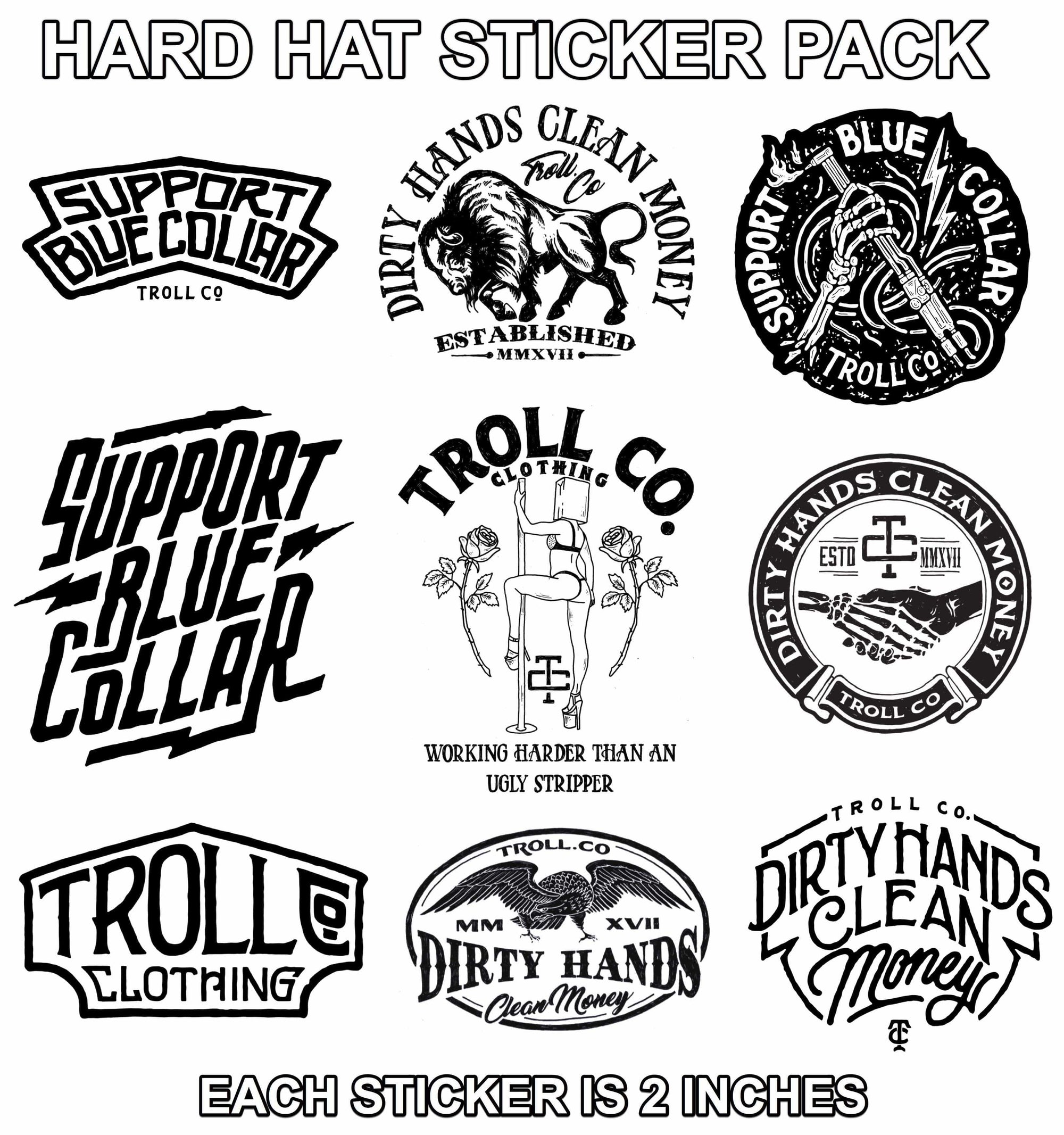 Clear Throwback Hard Hat Sticker Pack