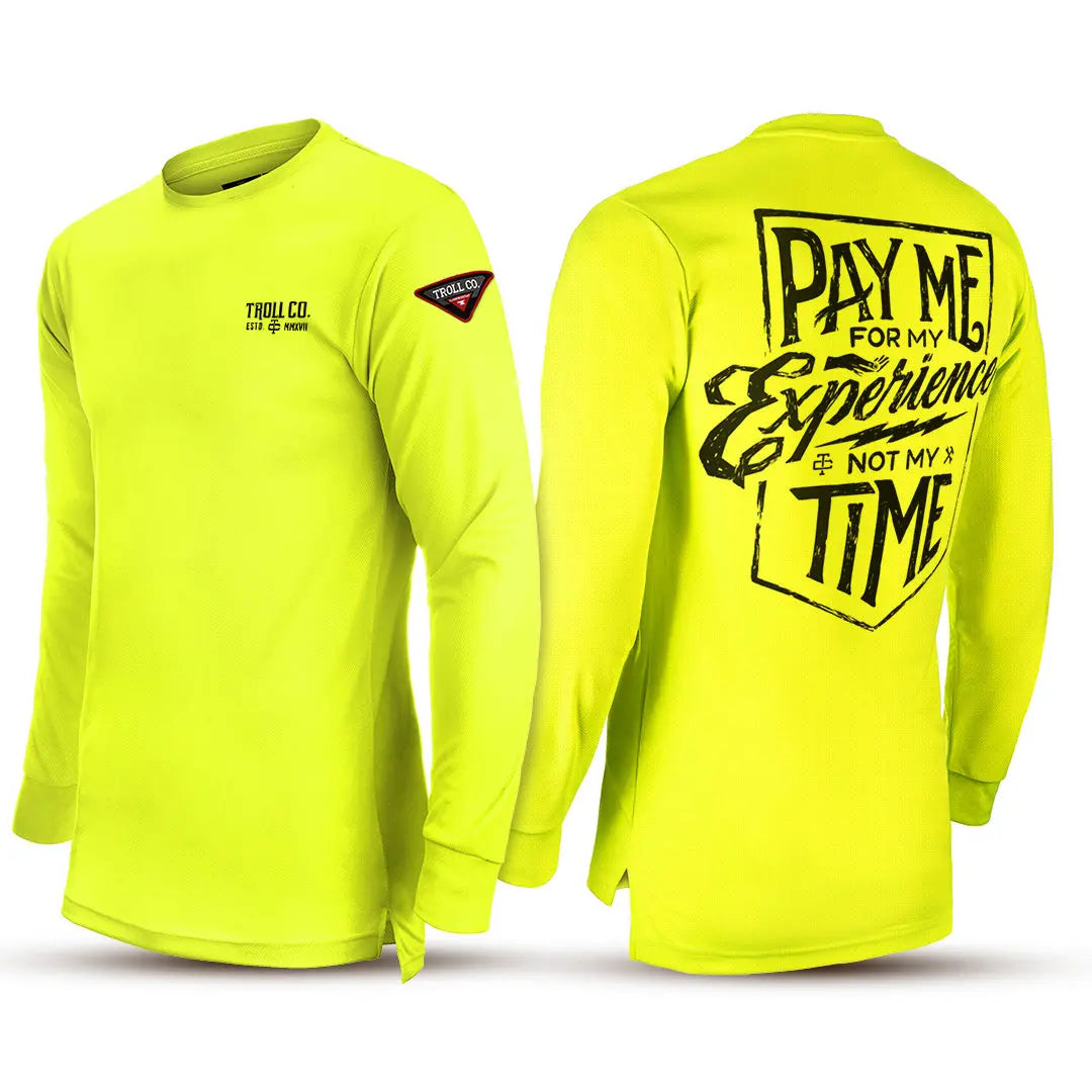 Shirt Mockup Long Yellow T Shirt Men's Pay Me Hi-Vis Long Sleeve