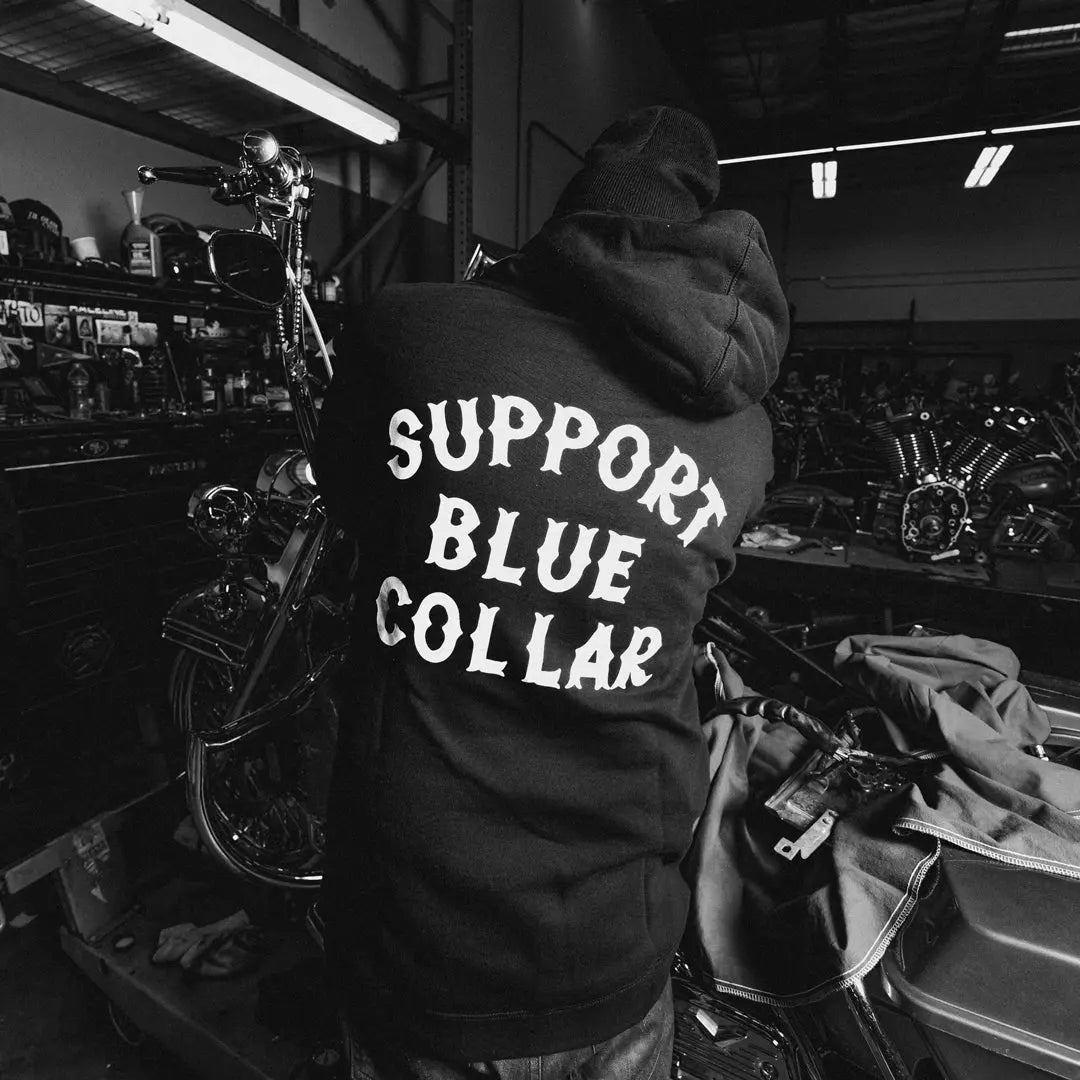 Support Blue Collar Hoodie - Hoodie | Troll Co. 