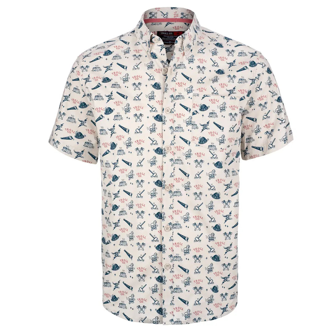 Mens Bird Print Button Up