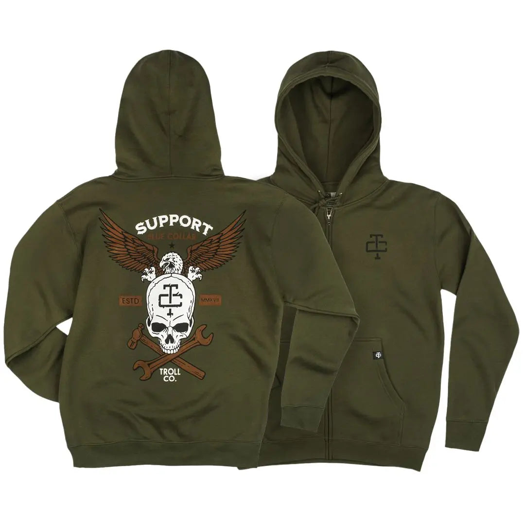 Alado zip-up hoodie in army green