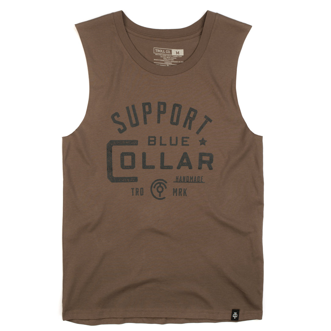The Nova tank top with the Support Blue Collar slogan