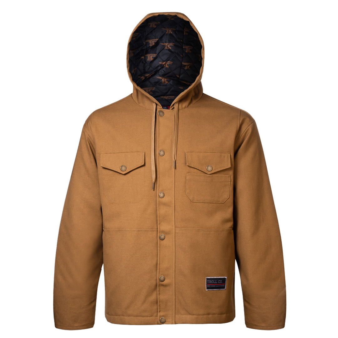 Front View of the Troll Co. Toro Insulated Canvas Jacket in Saddle