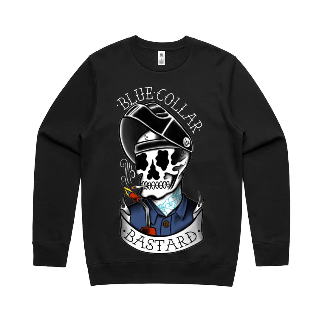 Troll Co Blue Collar Bastard Crewneck in Black