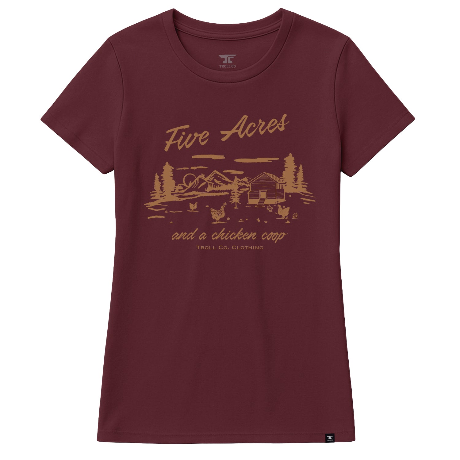 Women's Five Acres T-Shirt | Color: Port