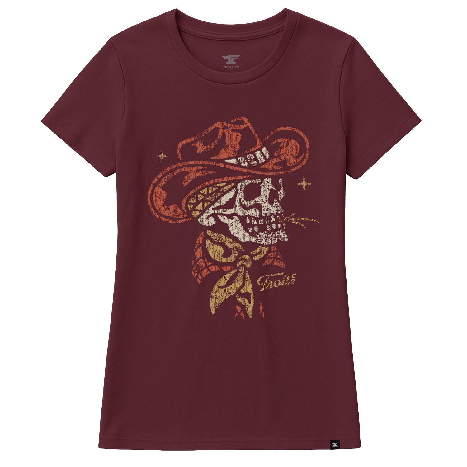 Women's Skull Acres T-Shirt | Color: Port