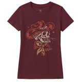 Women's Skull Acres T-Shirt | Color: Port