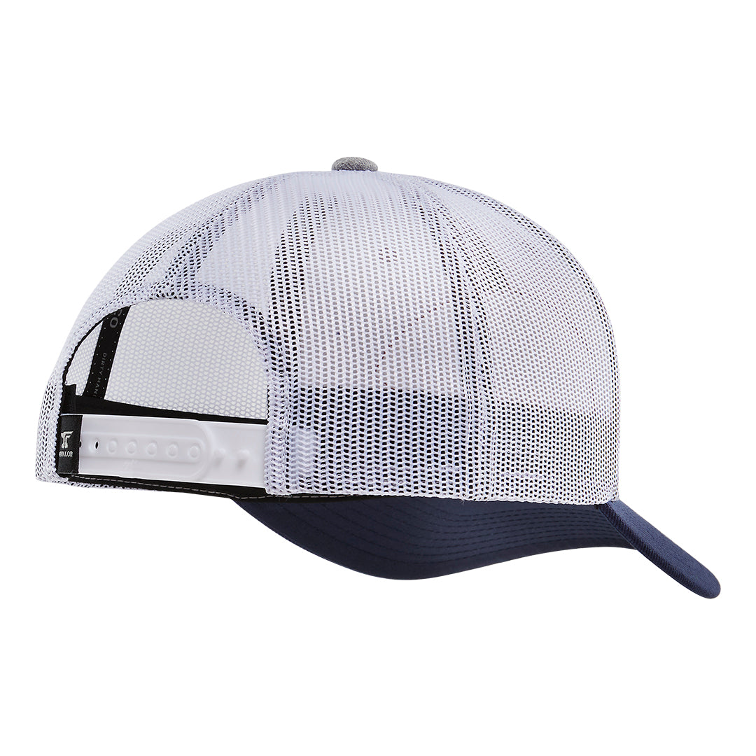 DHCM Patch Curved Brim Trucker | Color: Gray Heather Navy