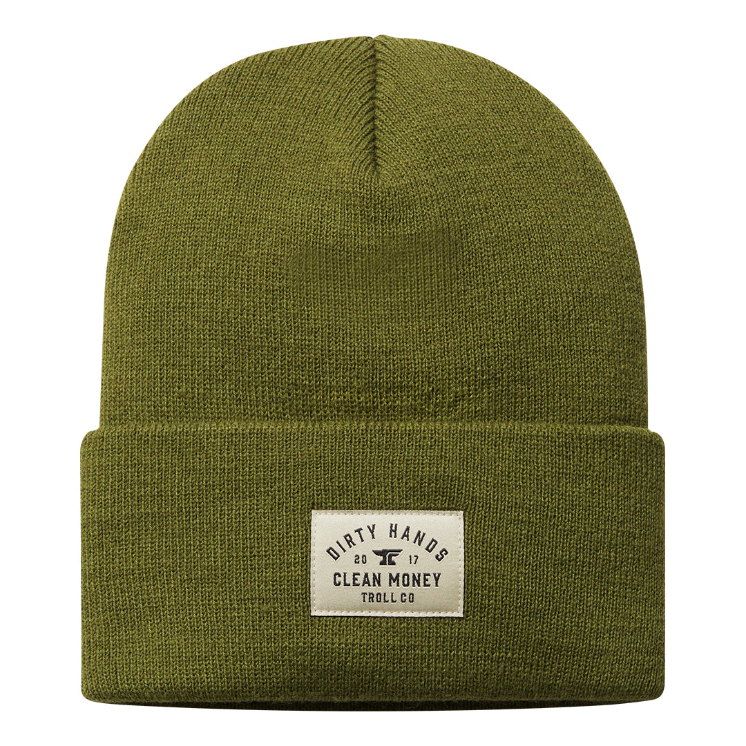 DHCM Woven Label Beanie | Color: Military Green