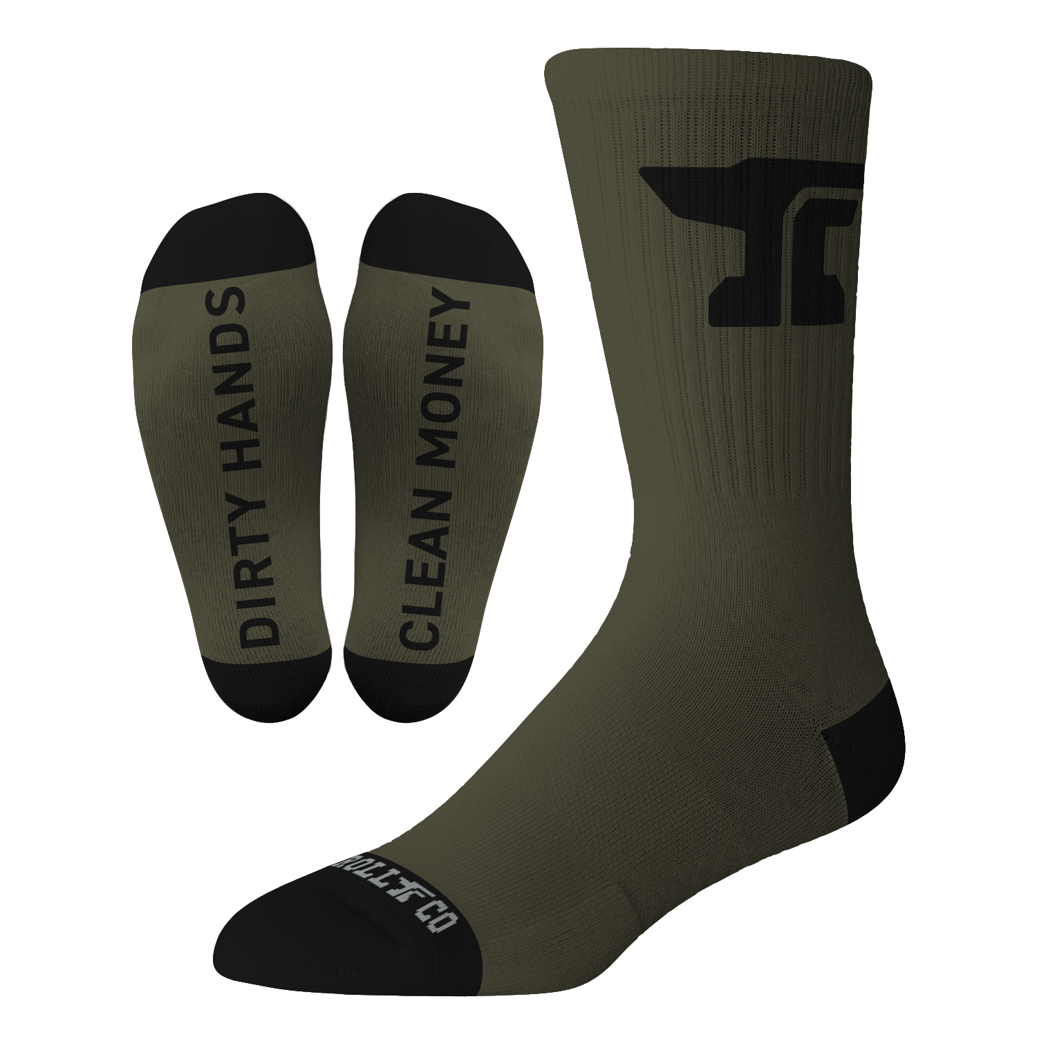 DHCM Forged Crew Sock Anvil 3 Pack | Color: Black/White/Military Green