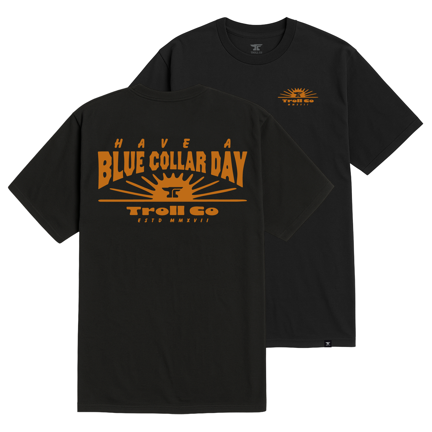 Men's Blue Collar Sun T-Shirt - Color: Black