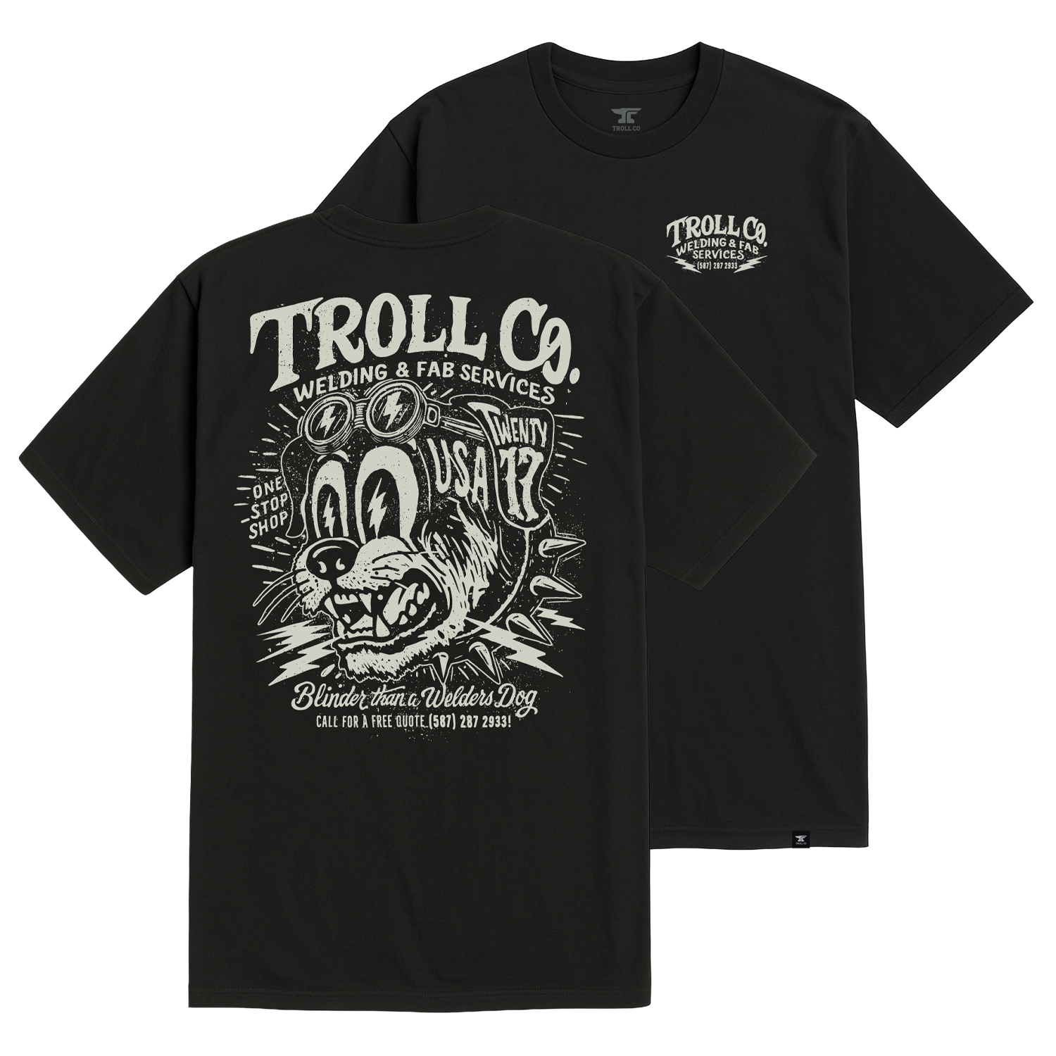 Men's Welders Dog USA T-Shirt - Color: Black