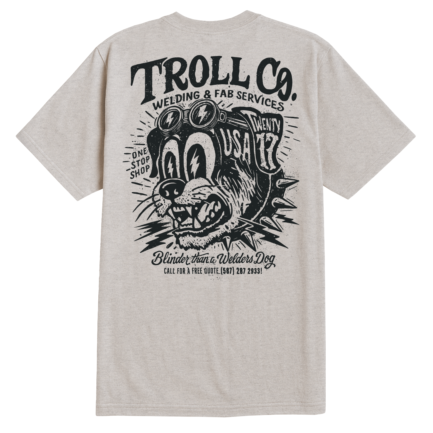 Men's Welders Dog USA T-Shirt - Color: Sand Heather