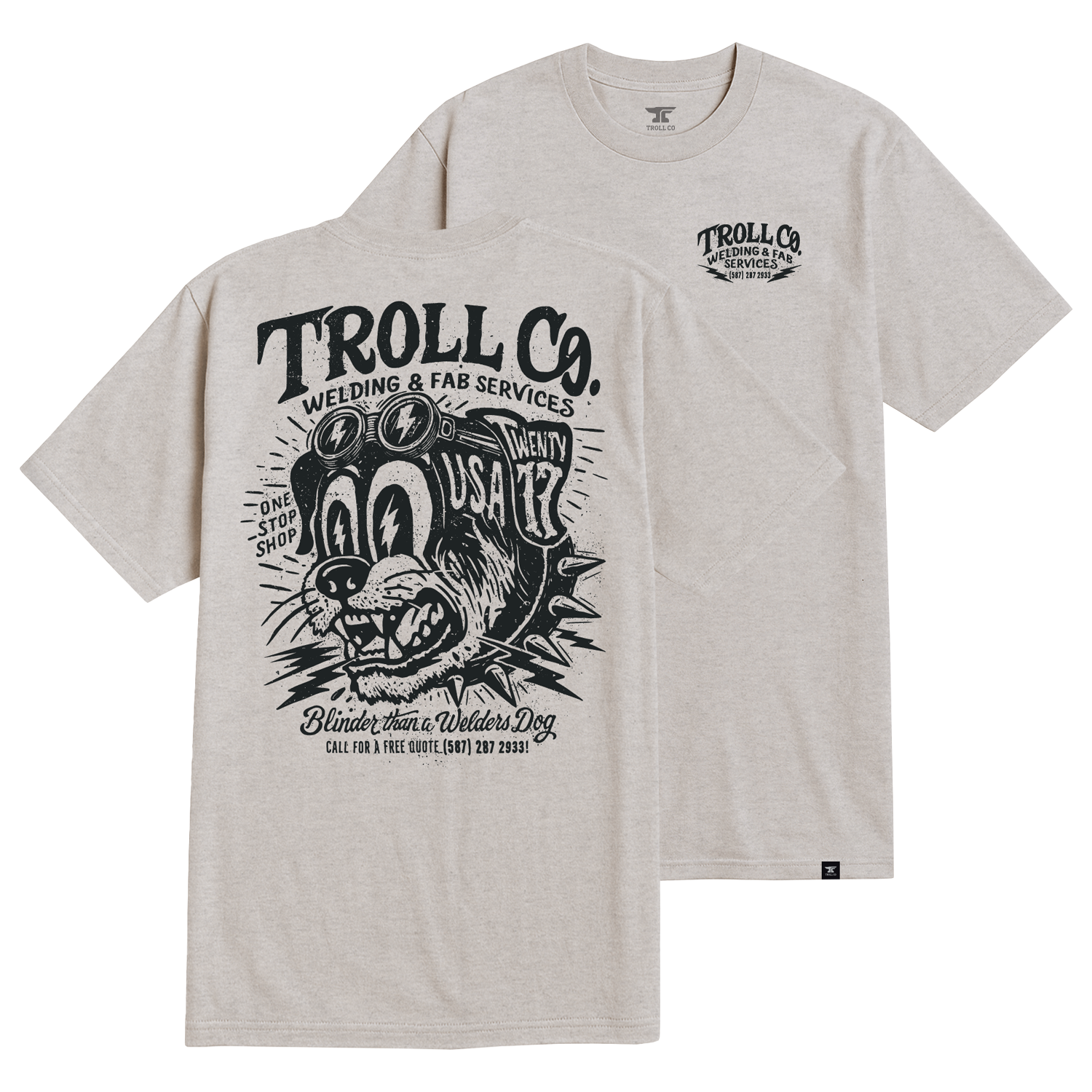 Men's Welders Dog USA T-Shirt - Color: Sand Heather