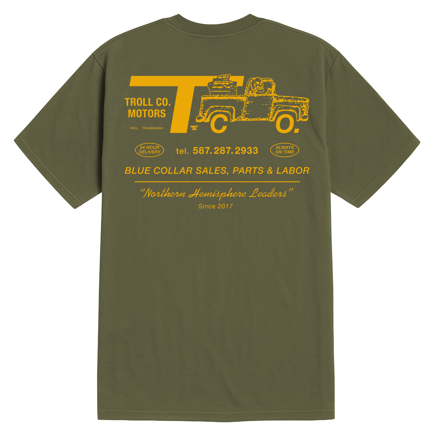 Men's TCO Motors T-Shirt - Color: Military Green