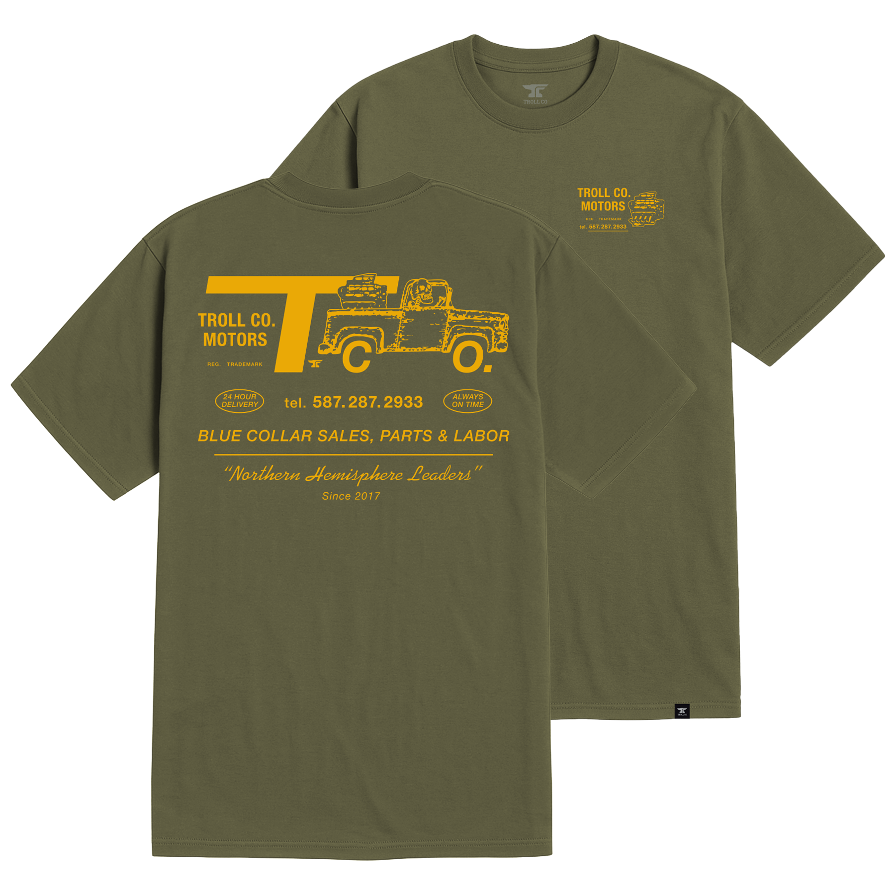 Men's TCO Motors T-Shirt - Color: Military Green