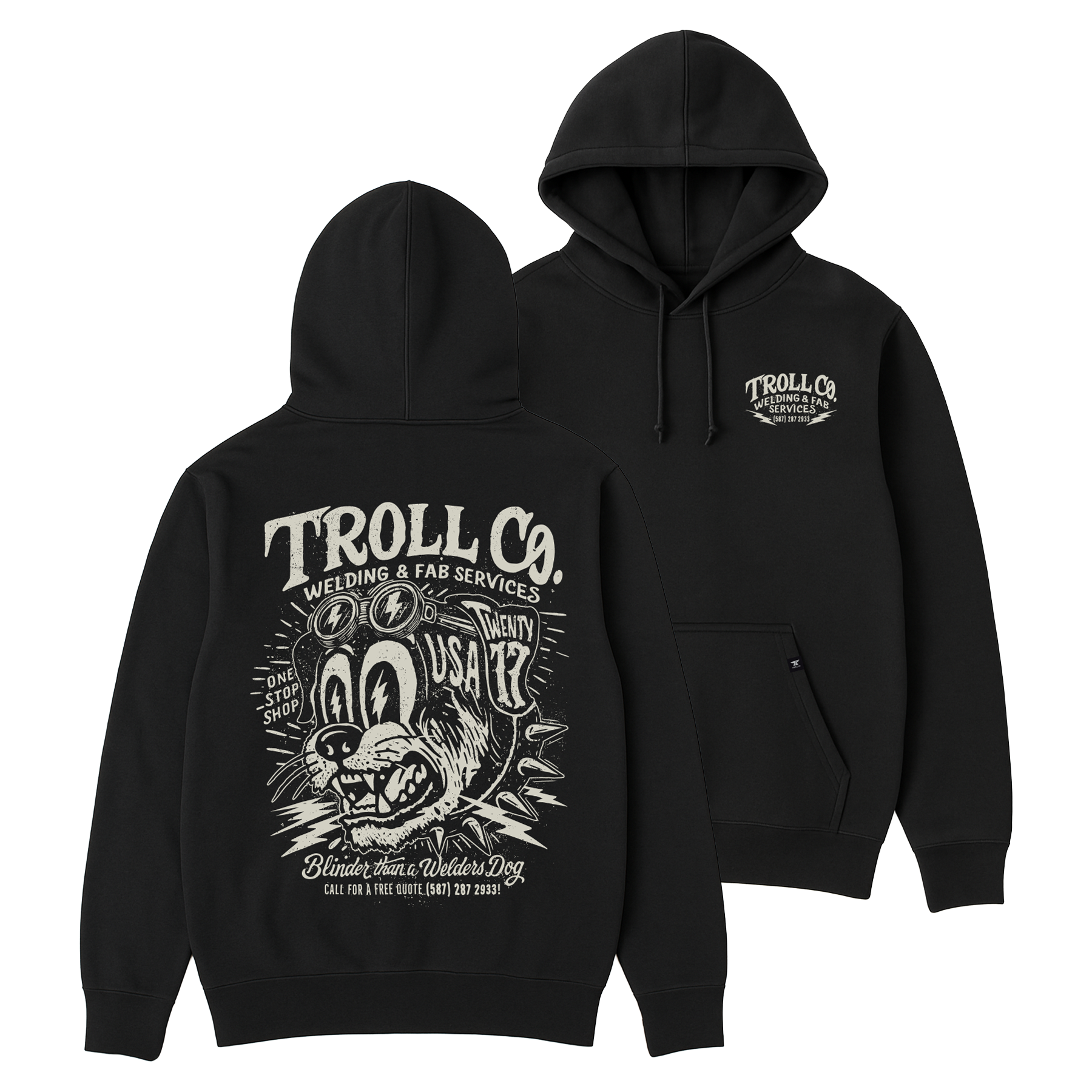 Men's Welders Dog USA Hoodie - Color: Black
