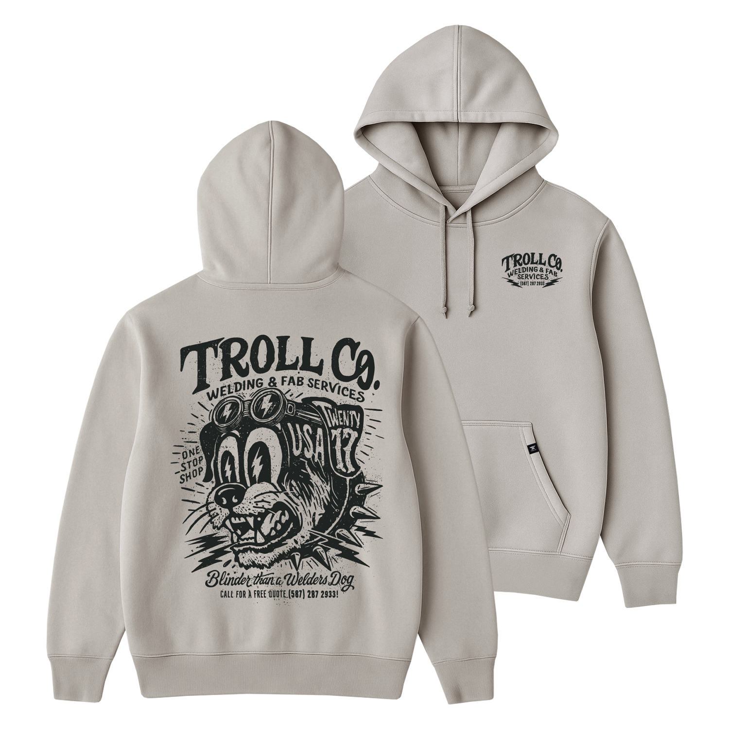 Men's Welders Dog USA Hoodie - Color: Sand