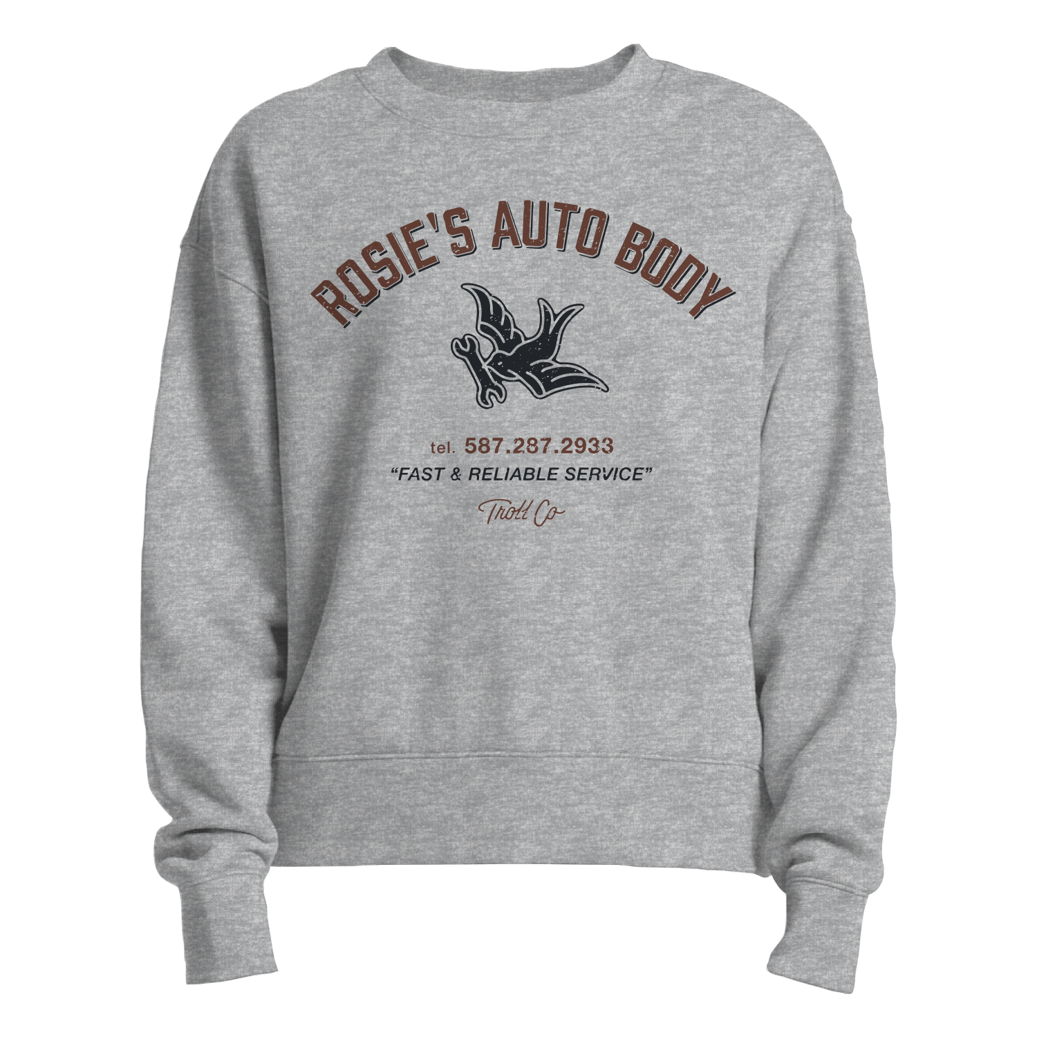 Women's Rosie's Auto Body Crew - Color: Gray Heather