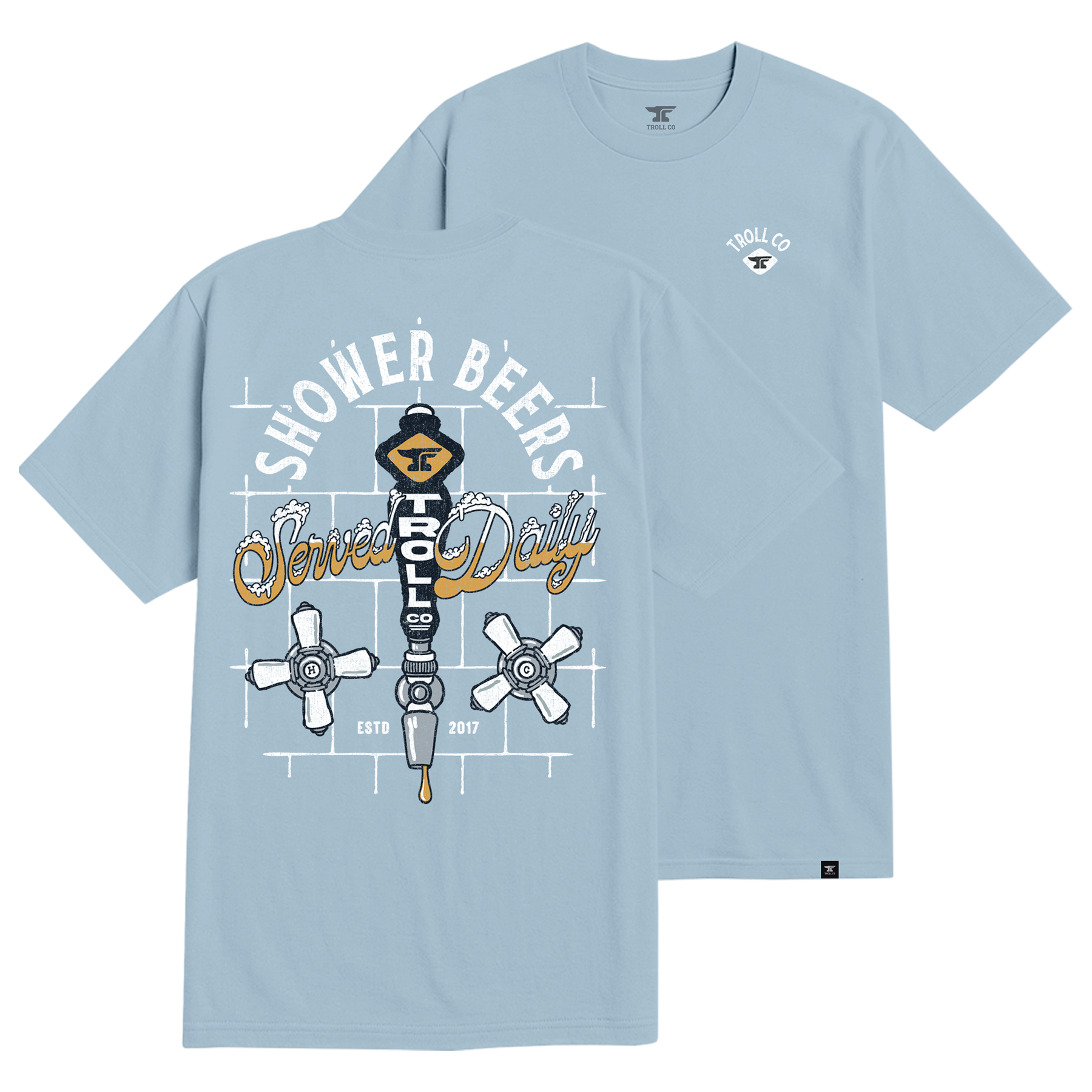 Men's Shower Beers T-Shirt - Color: Stonewash Denim