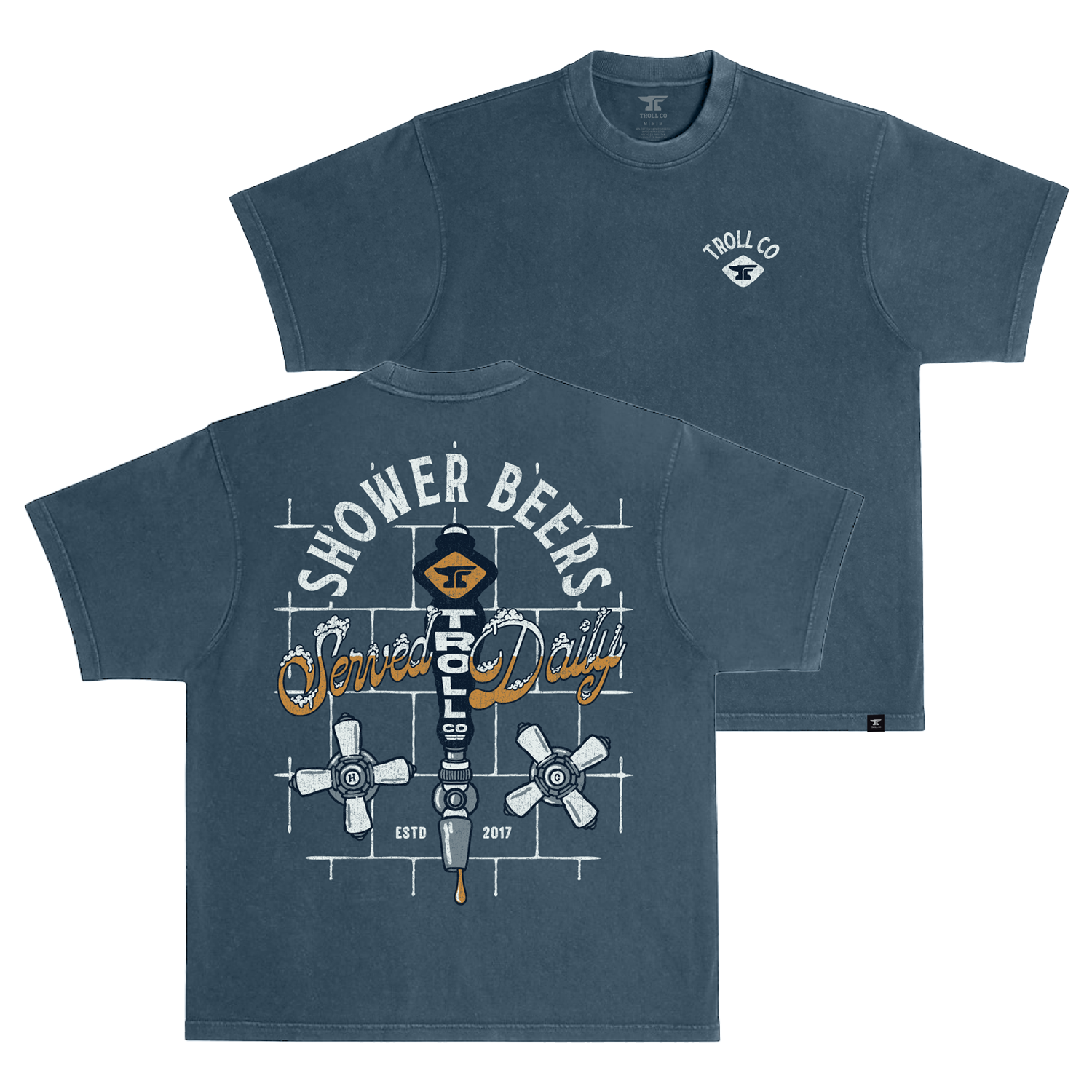 Men's Shower Beers Heavyweight Pigment Dye T-Shirt | Color: Midnight Navy