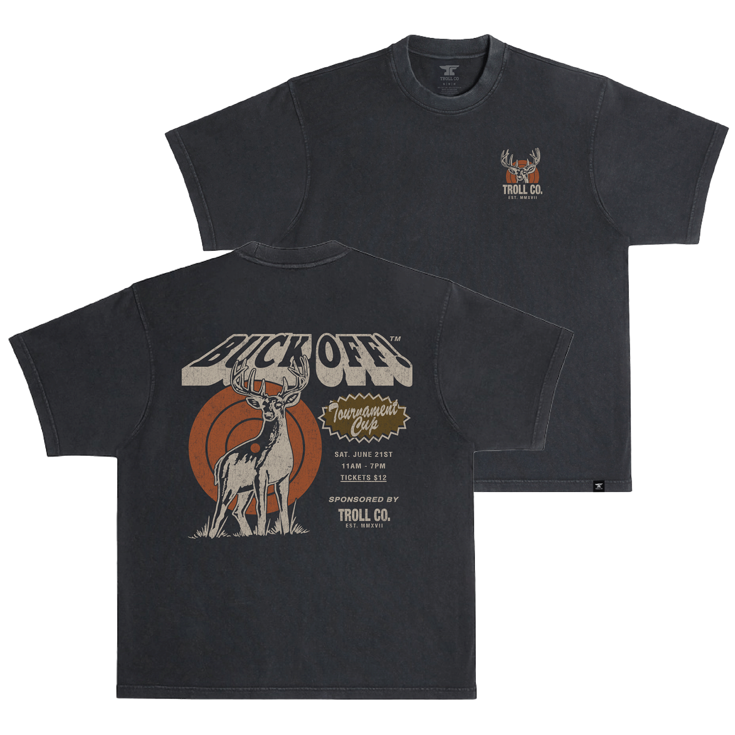 Men's Buck Off Heavyweight Pigment Dye T-Shirt | Color: Black