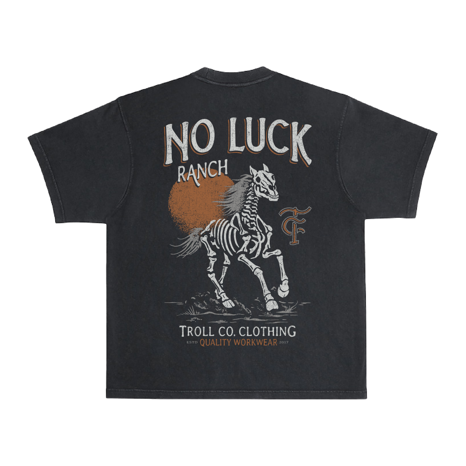 Men's No Luck Ranch Heavyweight Pigment Dye T-Shirt | Color: Black