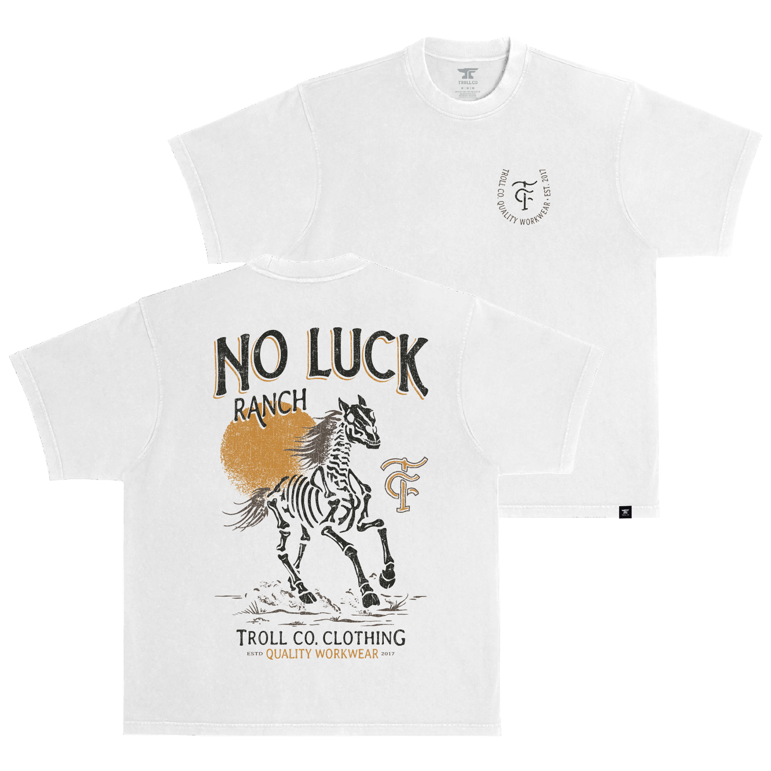 Men's No Luck Ranch Heavyweight Pigment Dye T-Shirt | Color: White