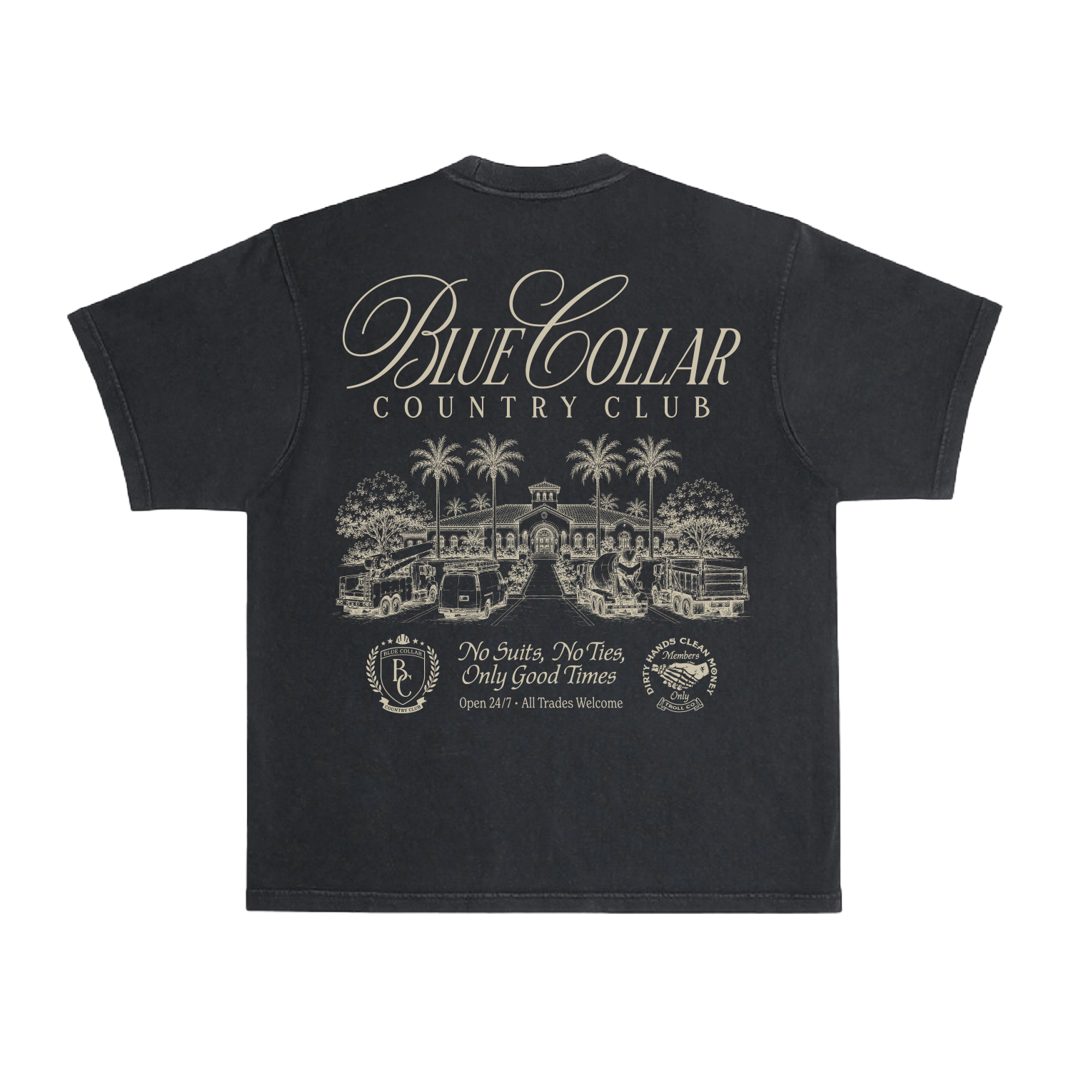 Men's BCCC Palms Heavyweight Pigment Dye T-Shirt - Color: Black