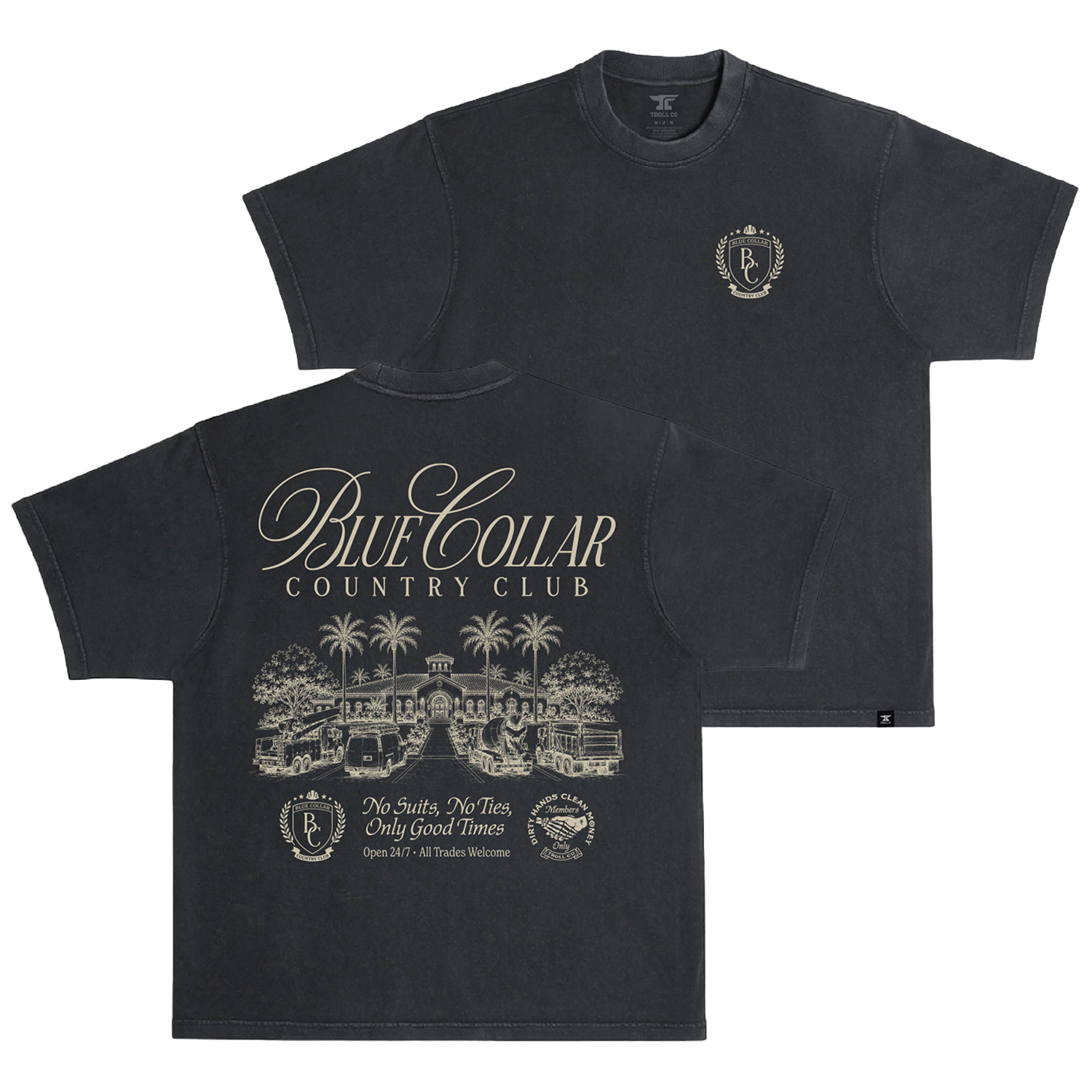 Men's BCCC Palms Heavyweight Pigment Dye T-Shirt - Color: Black