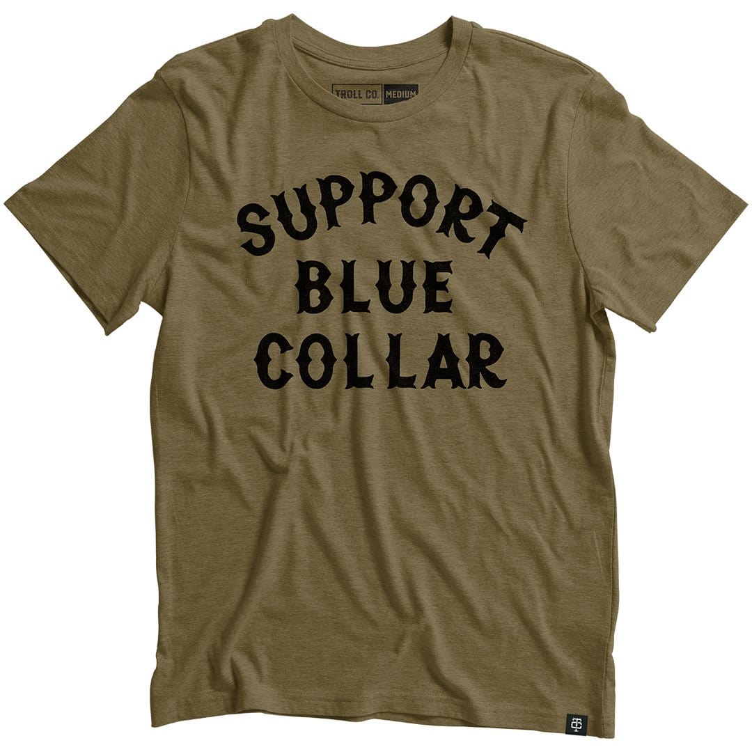 Support Blue Collar Tee in Military Green