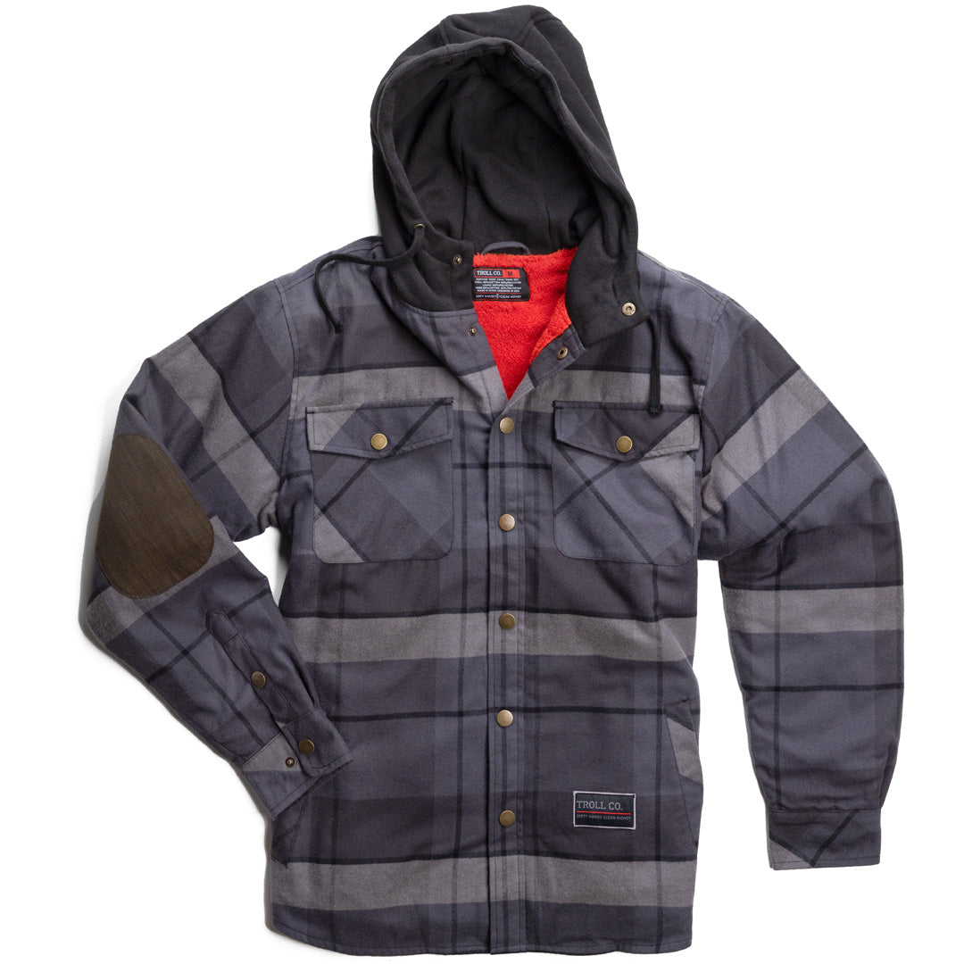 Buford Flannel Jacket in Charcoal Black