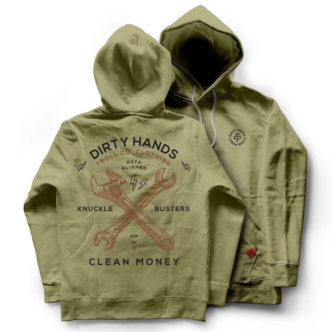 Twisting Wrenches Hoodie in Military Green