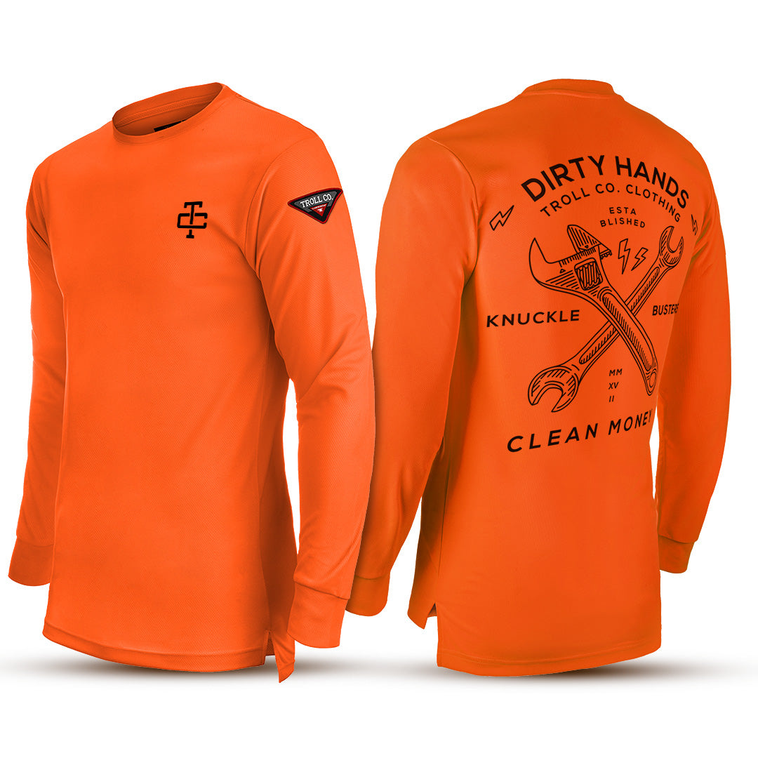 Twisting Wrenches Long Sleeve in Bright Orange