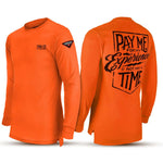 Men's Pay Me Hi-Vis Long Sleeve | Color: Bright Orange