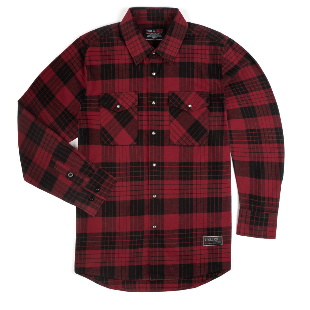 Banks Flannel in Checkered Red and Black